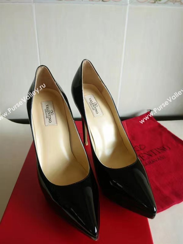 Valentino 12cm heels sandals black paint shoes 4174