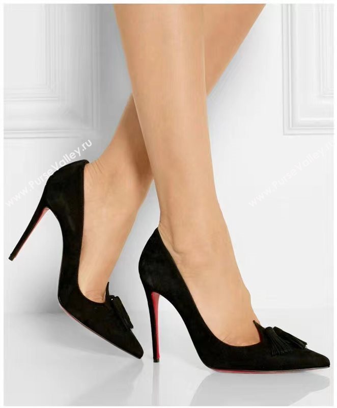 Christian Louboutin heels black sandals shoes 4185