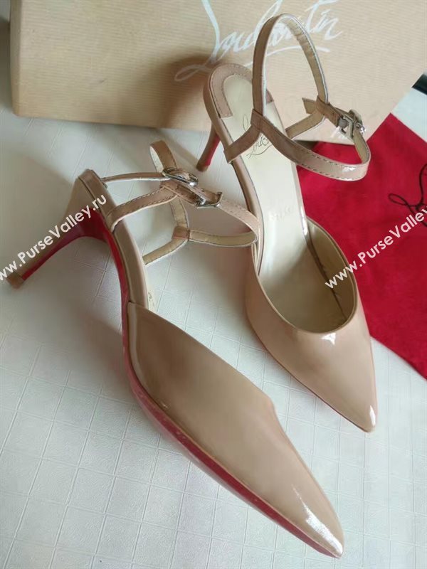 Christian Louboutin 7cm heels sandals nude soled red shoes 4186