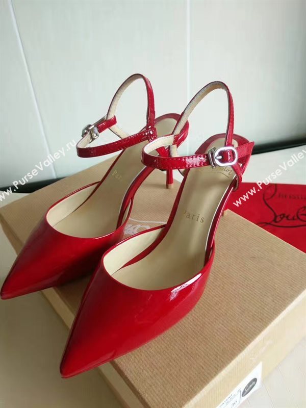 Christian Louboutin 7cm heels sandals paint soled red shoes 4188