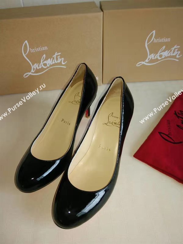 Christian Louboutin CL 7cm heels black sandals shoes 4198