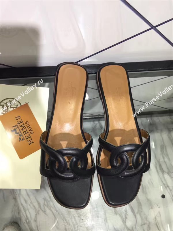 Hermes slipper black sandals shoes 4101