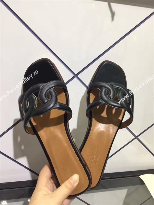Hermes slipper black sandals shoes 4101