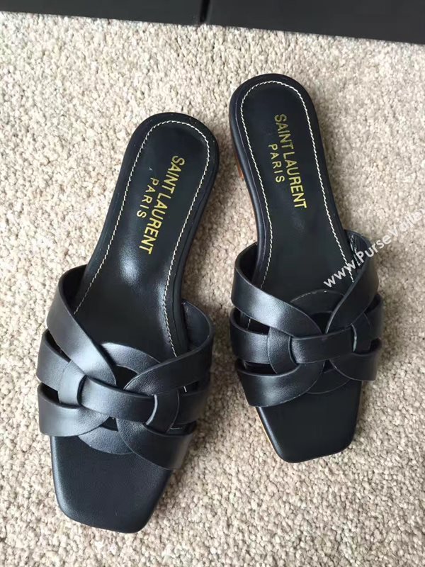 YSL flats slipper black sandals shoes 4108