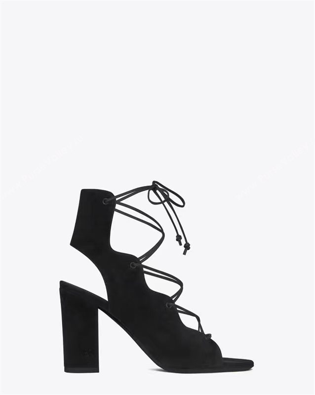 YSL heels sandals black suede shoes 4110