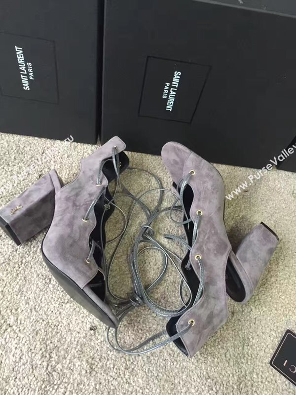 YSL heels sandals gray suede shoes 4111