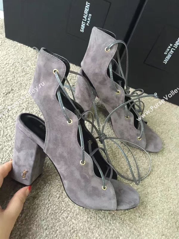 YSL heels sandals gray suede shoes 4111