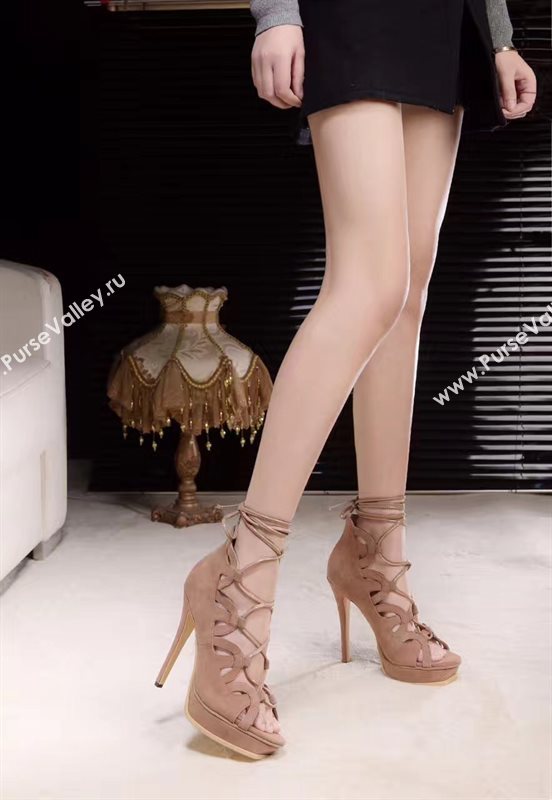 YSL heels sandals nude suede shoes 4114