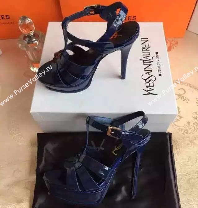 YSL tribute heels sandals navy paint shoes 4116