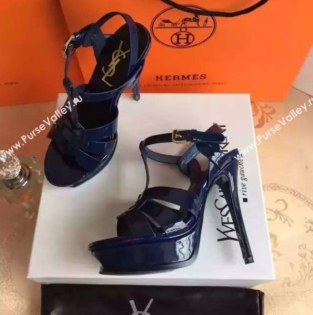 YSL tribute heels sandals navy paint shoes 4116
