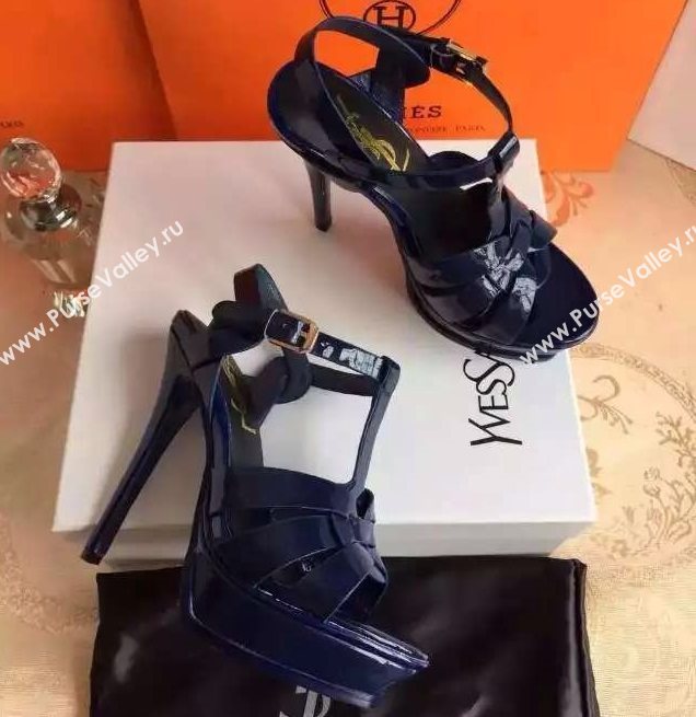 YSL tribute heels sandals navy paint shoes 4116