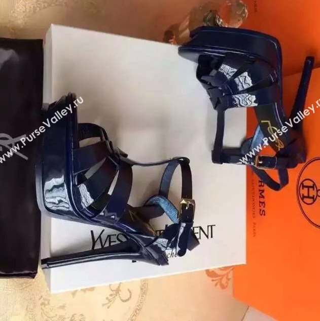 YSL tribute heels sandals navy paint shoes 4116