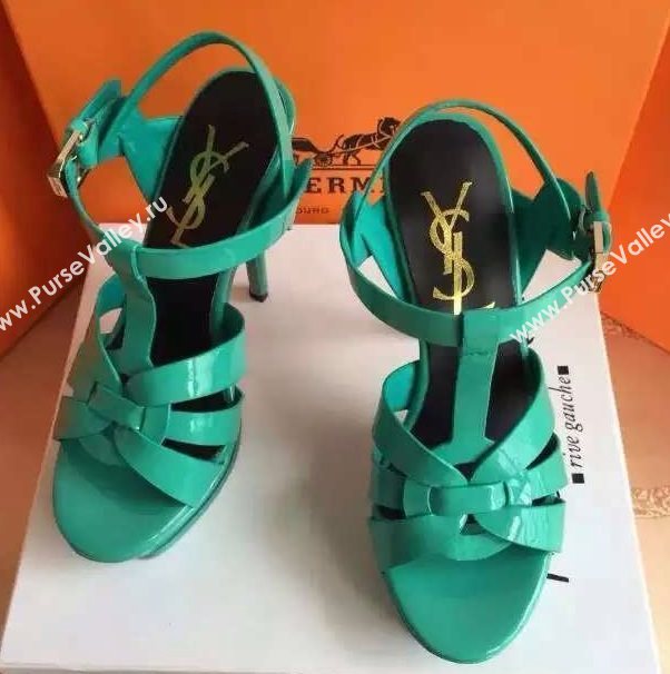 YSL tribute heels sandals green paint shoes 4117