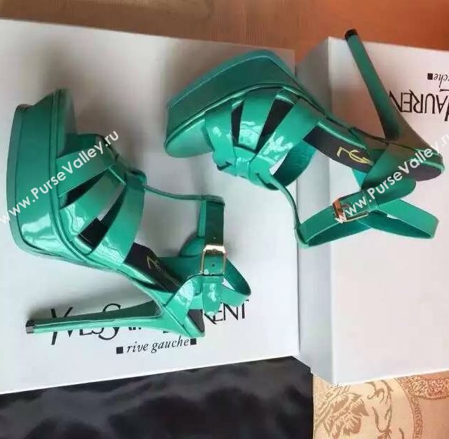 YSL tribute heels sandals green paint shoes 4117