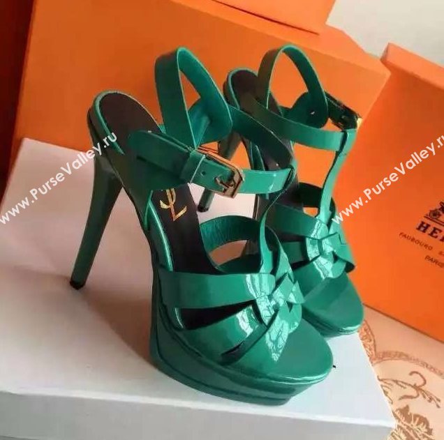 YSL tribute heels sandals green paint shoes 4117