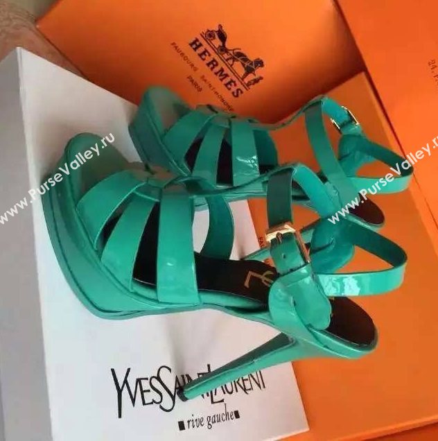 YSL tribute heels sandals green paint shoes 4117