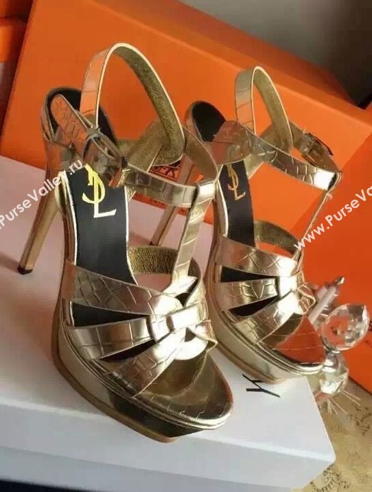 YSL tribute heels gold sandals shoes 4118