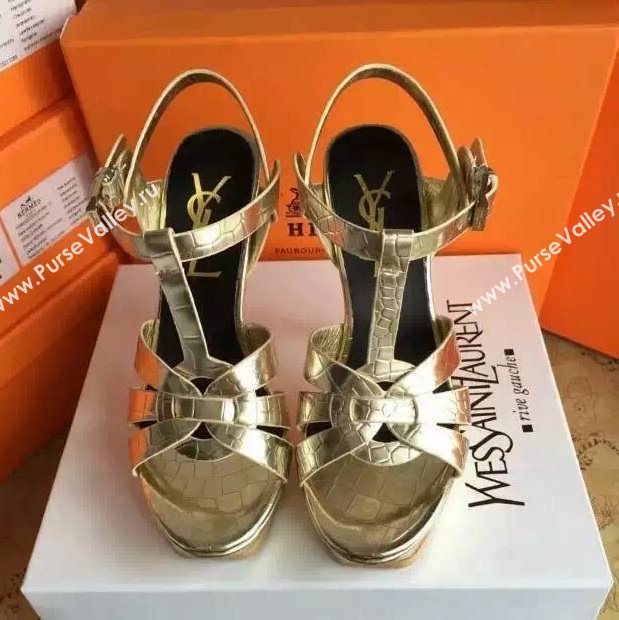 YSL tribute heels gold sandals shoes 4118