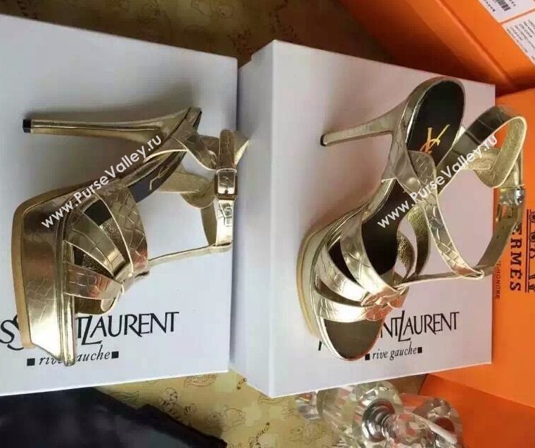 YSL tribute heels gold sandals shoes 4118