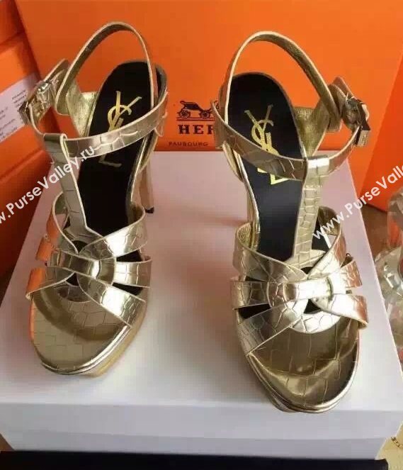 YSL tribute heels gold sandals shoes 4118