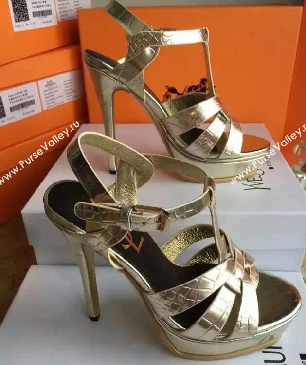 YSL tribute heels gold sandals shoes 4118