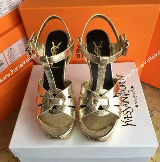 YSL tribute heels gold sandals shoes 4118