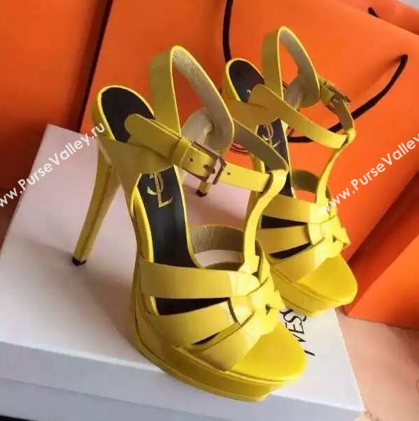 YSL tribute heels sandals yellow paint shoes 4122