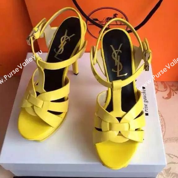 YSL tribute heels sandals yellow paint shoes 4122
