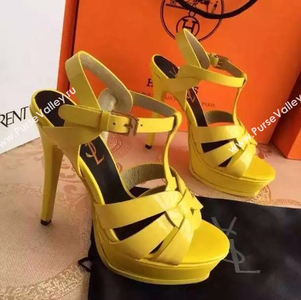 YSL tribute heels sandals yellow paint shoes 4122