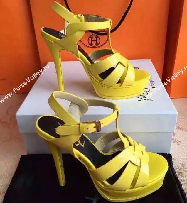 YSL tribute heels sandals yellow paint shoes 4122