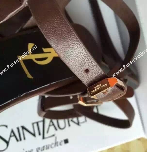 YSL tribute heels sandals smooth brown calfskin shoes 4123