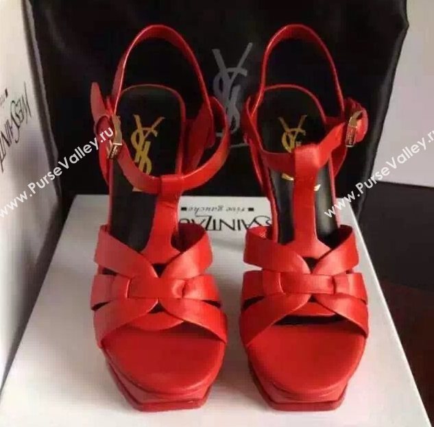 YSL tribute heels sandals red calfskin smooth shoes 4125