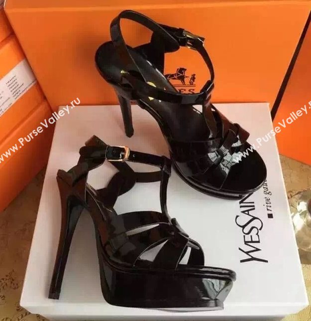 YSL tribute heels sandals black paint shoes 4127