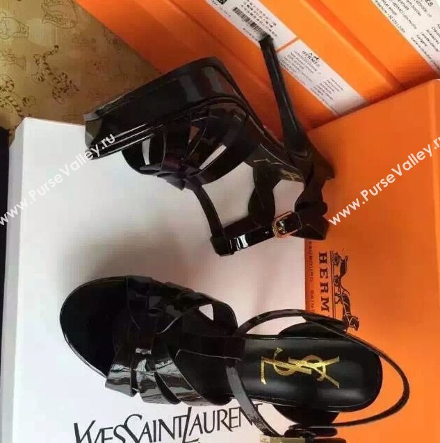 YSL tribute heels sandals black paint shoes 4127