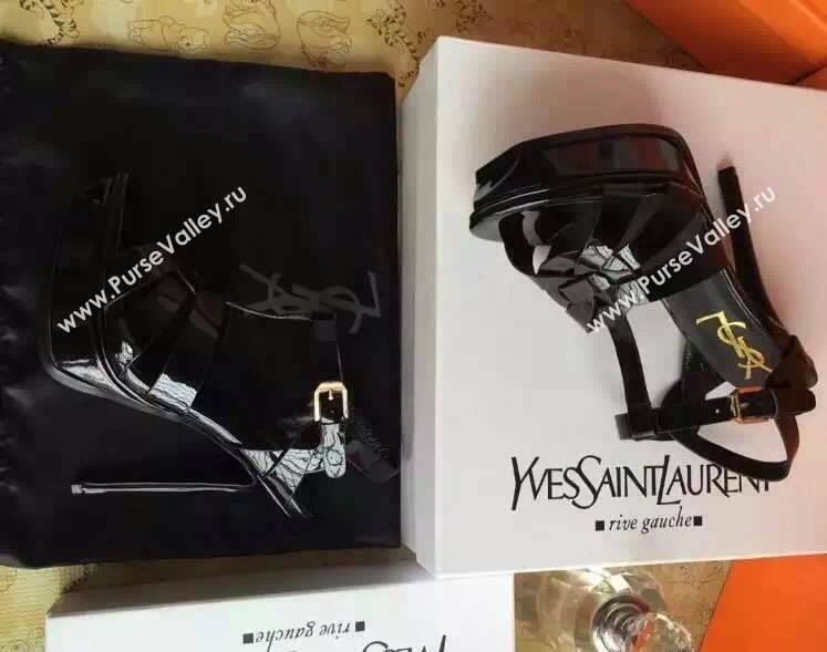 YSL tribute heels sandals black paint shoes 4127