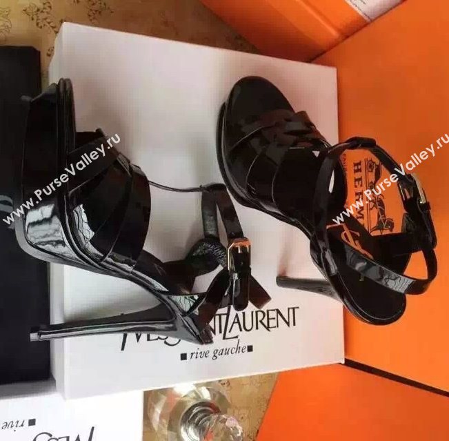 YSL tribute heels sandals black paint shoes 4127