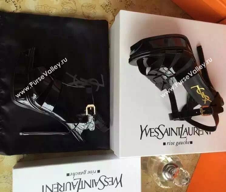 YSL tribute heels sandals black paint shoes 4127