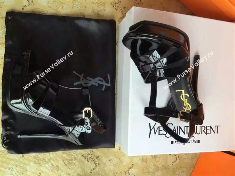 YSL tribute heels sandals black paint shoes 4127