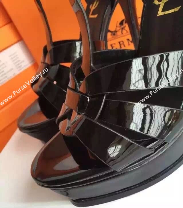 YSL tribute heels sandals black paint shoes 4127