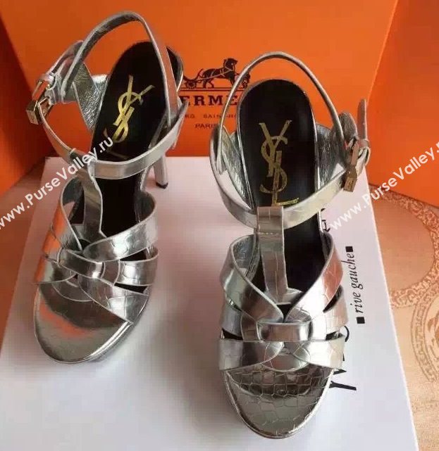 YSL tribute heels silver sandals shoes 4130