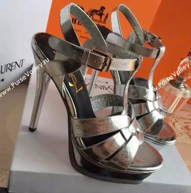 YSL tribute heels silver sandals shoes 4130