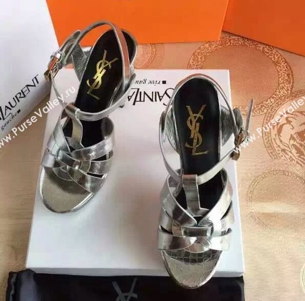 YSL tribute heels silver sandals shoes 4130