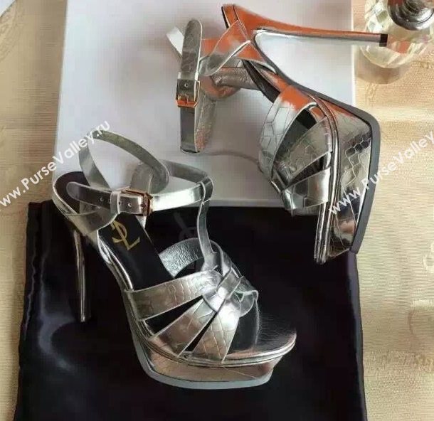 YSL tribute heels silver sandals shoes 4130