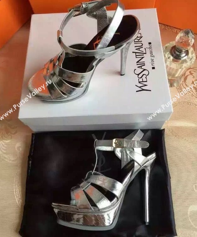 YSL tribute heels silver sandals shoes 4130