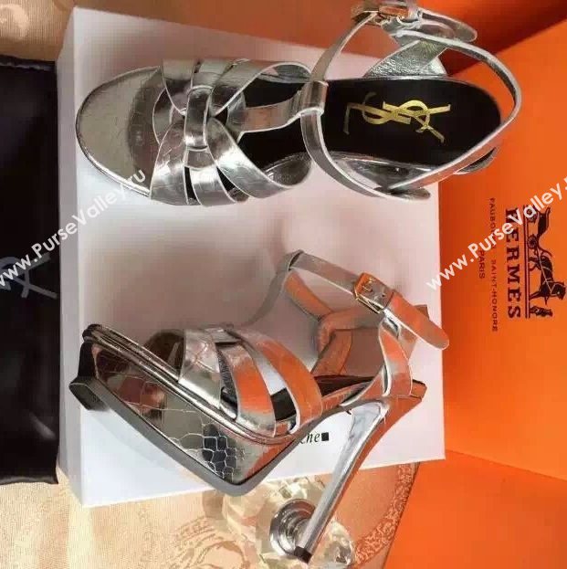 YSL tribute heels silver sandals shoes 4130