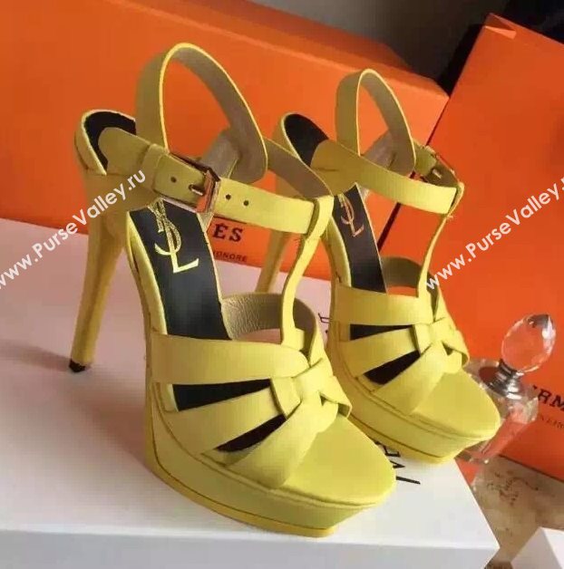 YSL tribute heels sandals yellow calfskin smooth shoes 4132