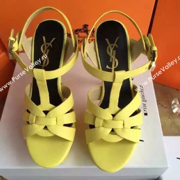 YSL tribute heels sandals yellow calfskin smooth shoes 4132