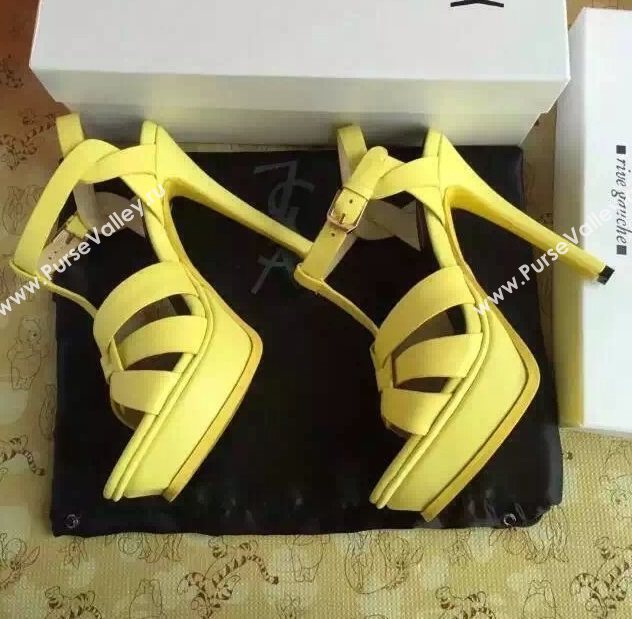 YSL tribute heels sandals yellow calfskin smooth shoes 4132
