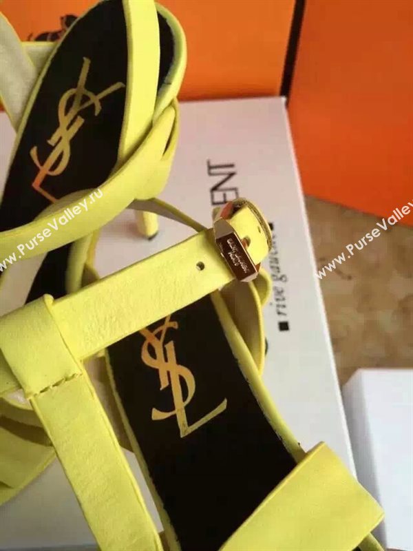 YSL tribute heels sandals yellow calfskin smooth shoes 4132