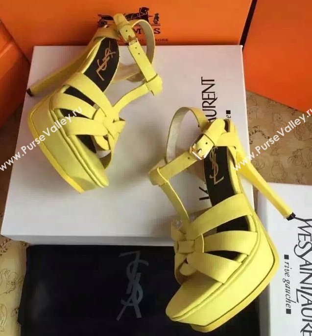 YSL tribute heels sandals yellow calfskin smooth shoes 4132